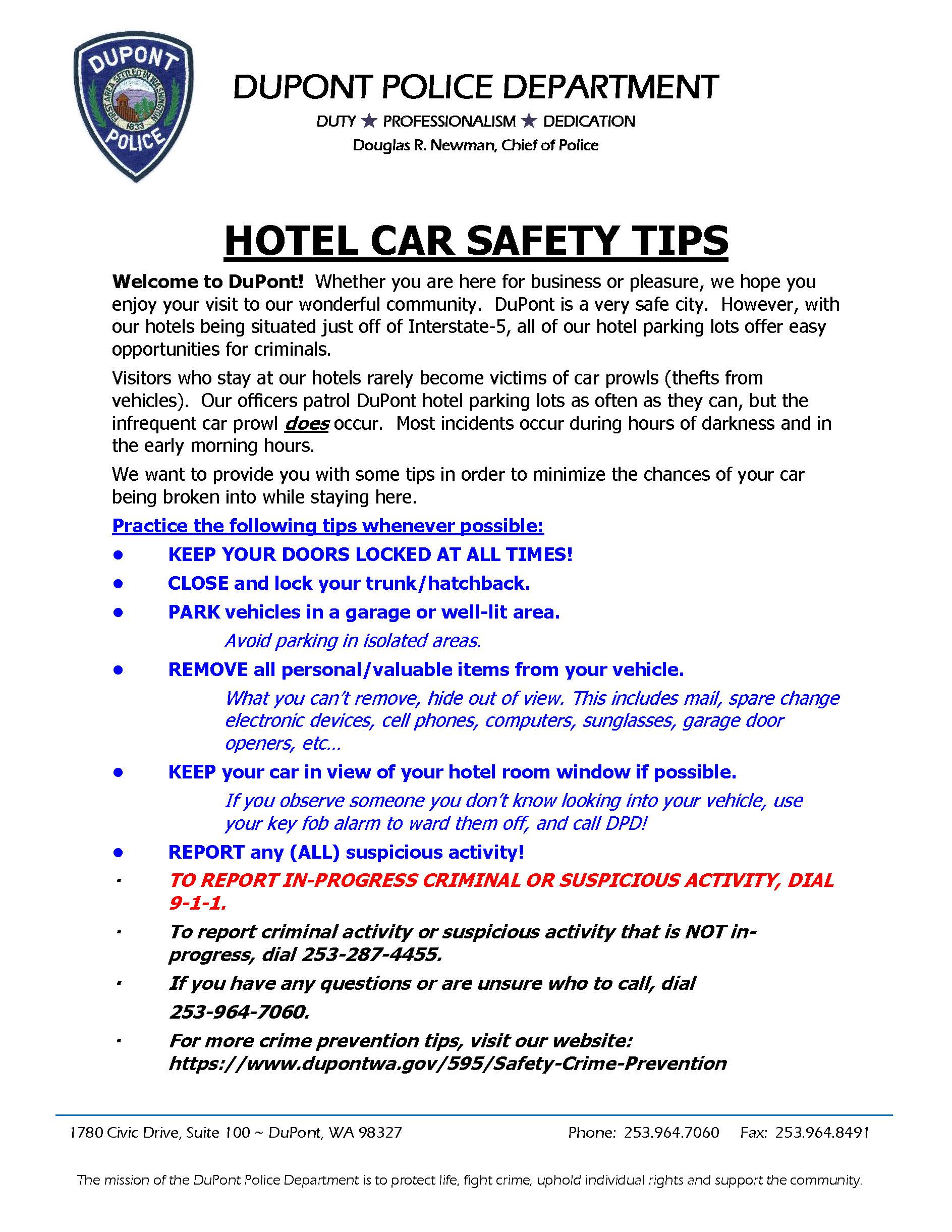 Hotel Flyer Car Prowl